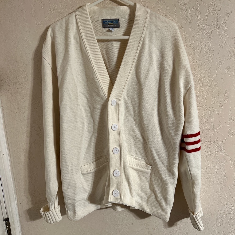 Vintage cotton Varsity cardigan sweater.